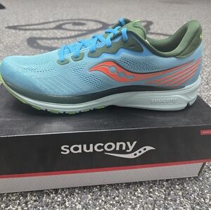 Saucony Ride 14 (Sz 10.5m) Blue and Green Running Shoes